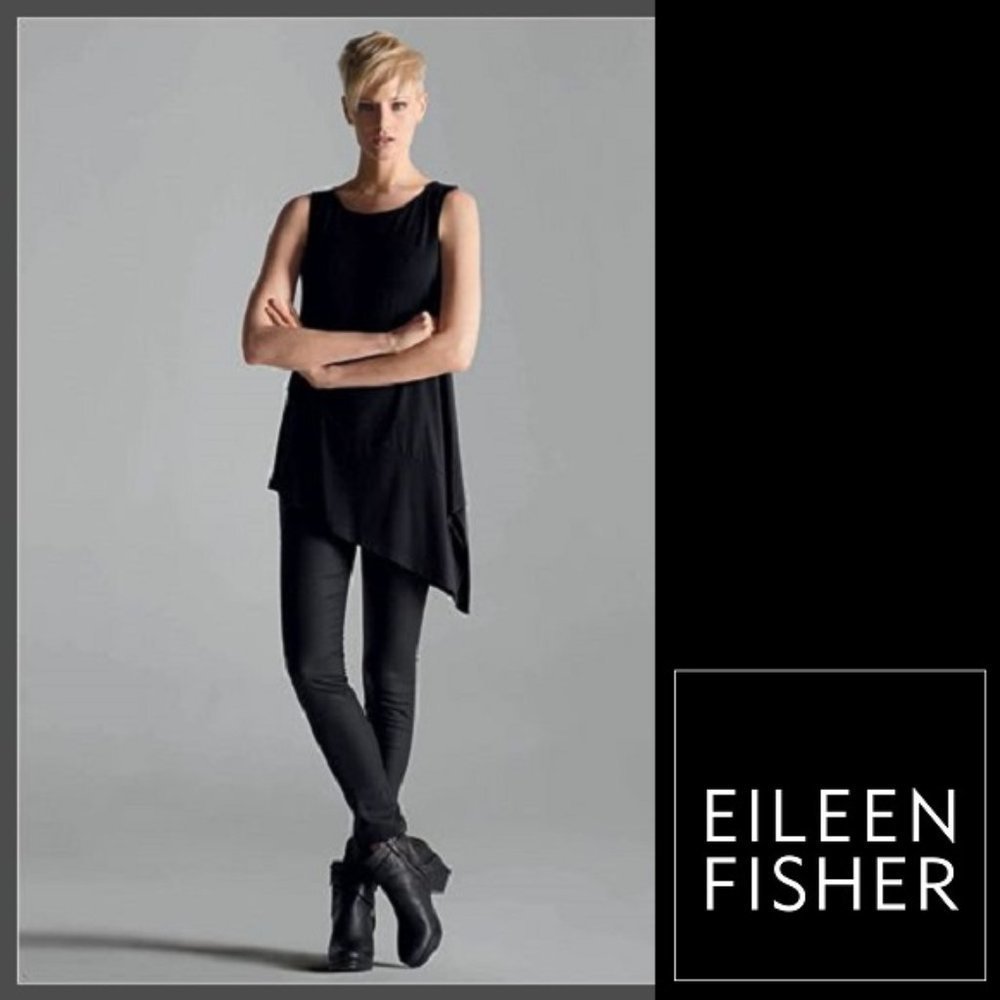 EILEEN FISHER Skinny Jeans in Organic Cotton Waxed Stretch Denim 8 Petite EUC